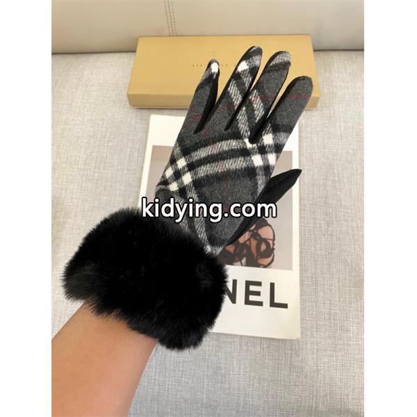 注目小物 防寒重視 グレー チェック グローブ ファートリム 上品 BURBERRY バーバリー コピー-5