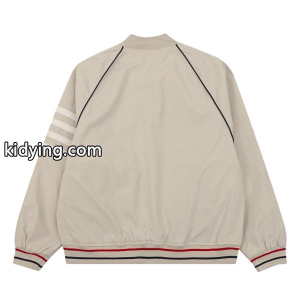Thom Browne コピー 秋冬クリーン トレンド ベージュ クリーン 細条纹 ベースボールジャケット トムブラウン-4