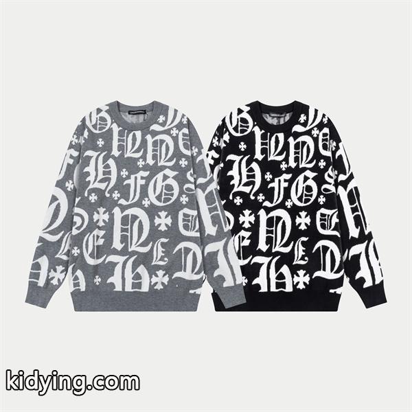 2025秋冬 限定 CHROME HEARTS クロムハーツ コピー プレミアム ブラック プルオーバー ニット 人気-8