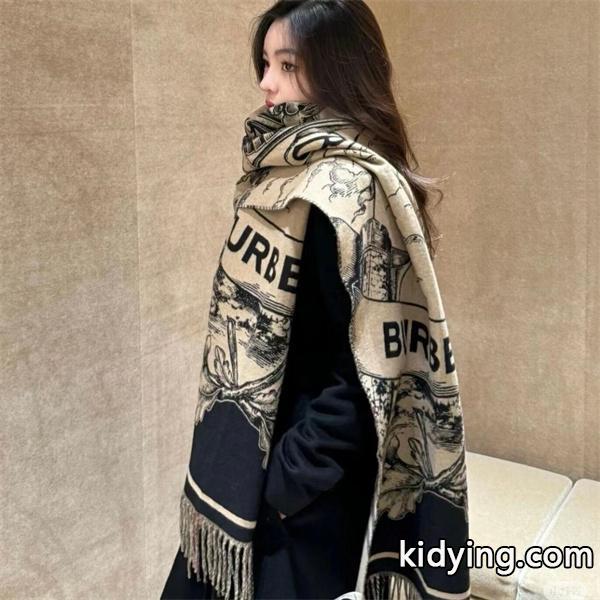 実用 防寒対策 グレー チェック マフラー 落ち着き配色 BURBERRY バーバリー コピー-0