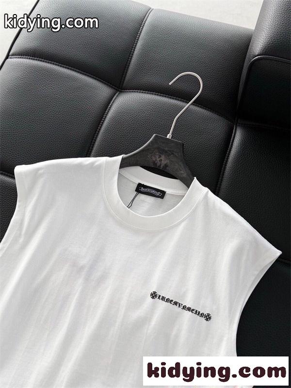クロムハーツ コピー シンプル ミニロゴ ノースリーブ CHROME HEARTS ブラック タンクトップ 夏コーデ-3