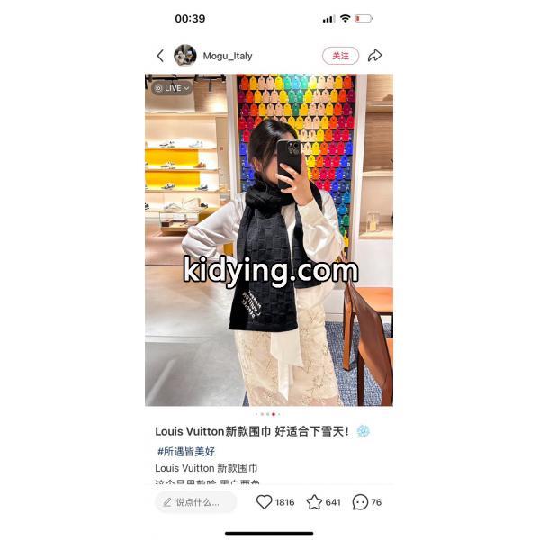 LOUIS VUITTON ルイ・ヴィトン ダミエ・スナッグ ウールマフラー 2025秋冬新作 男女兼用 高級ニット スカーフ-2