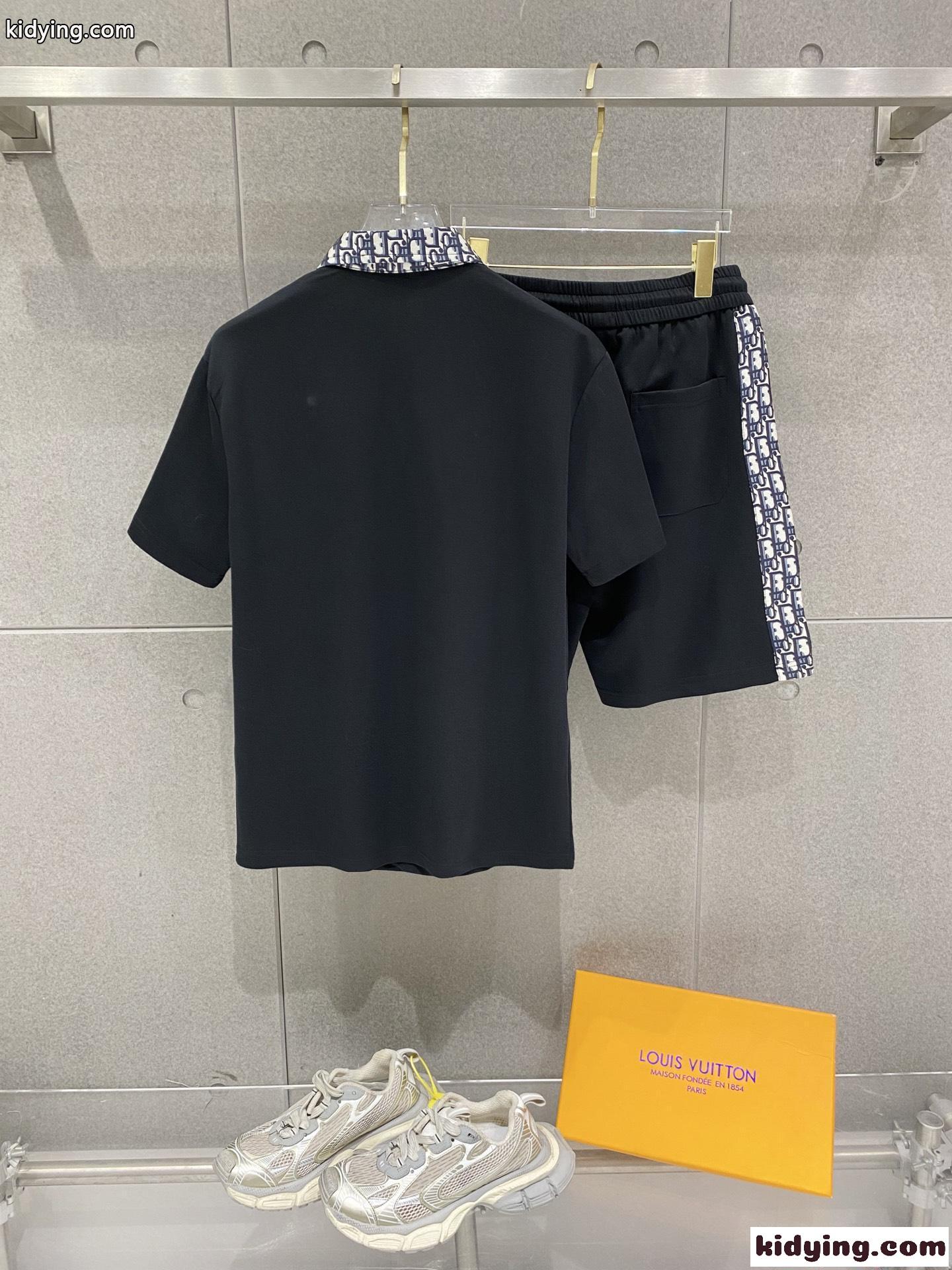 ディオール コピー スポーティーセット 半袖ポロシャツ ショートパンツ ホワイト ネイビーライン Dior-5