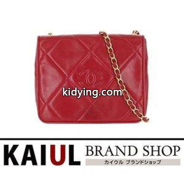 マトラッセ チェーンショルダーバッグ ミニ ラムスキン レッド 赤 ゴールド金具 ココマーク Bランク :113293:KAIULヤフーショップ - 通販ショッピング-0