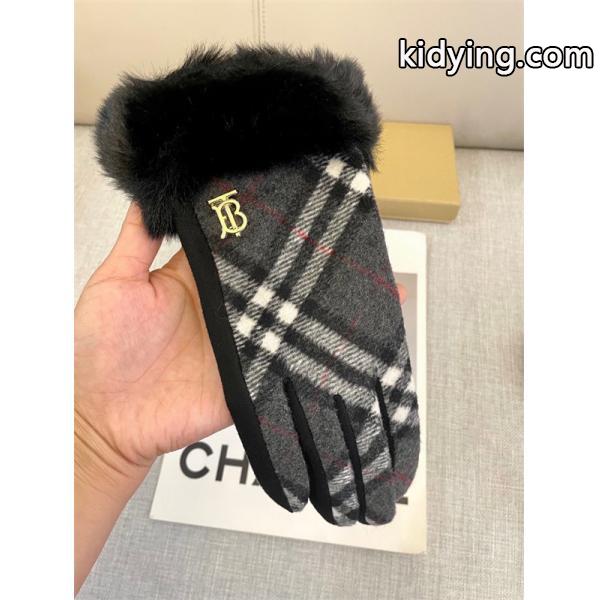 注目小物 防寒重視 グレー チェック グローブ ファートリム 上品 BURBERRY バーバリー コピー-3