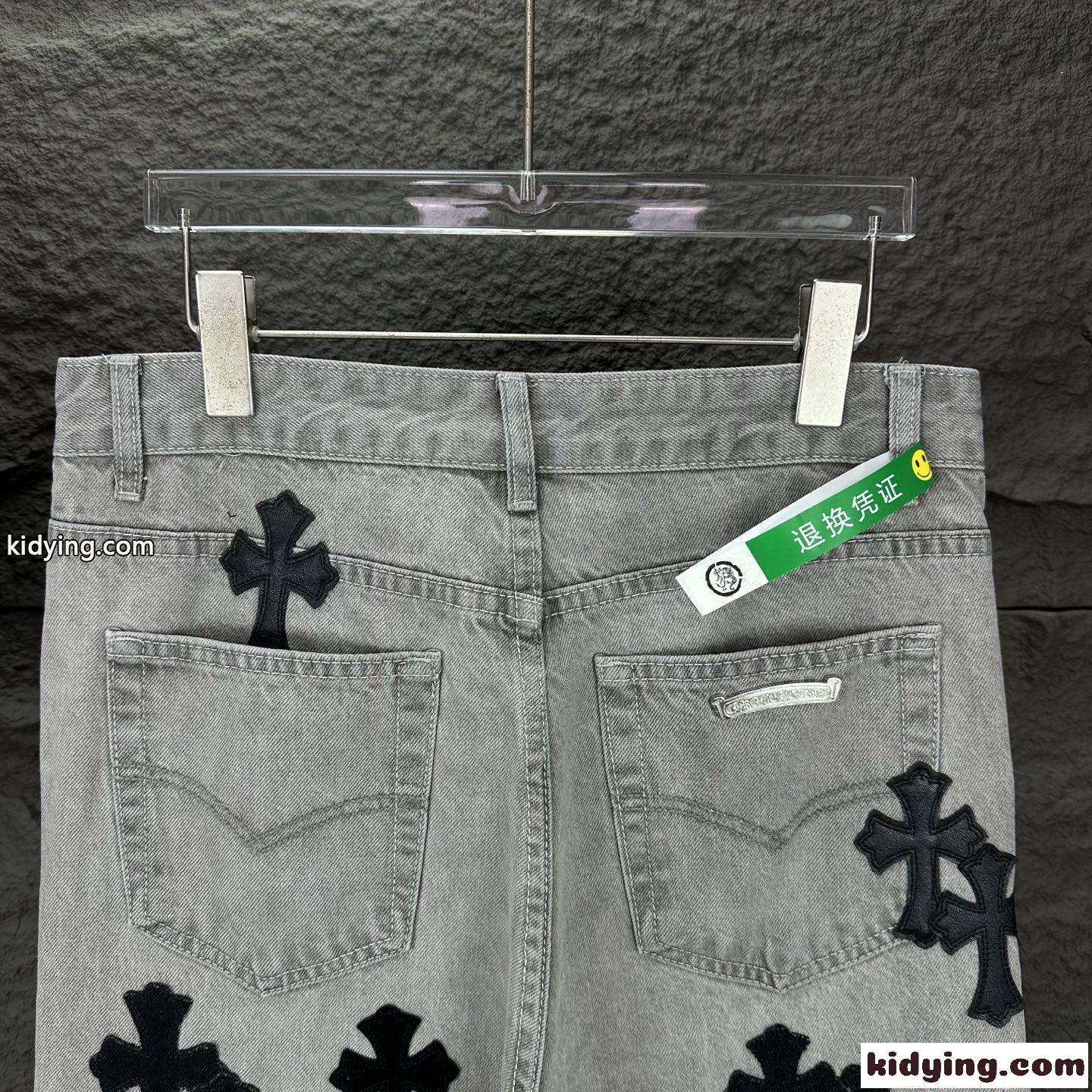 クロムハーツ コピー パンツ メンズ デニム Chrome Hearts クロスロゴ刺繍 多重デザイン ウォッシュ加工 上質素材 カップル着用可能 春新作-7