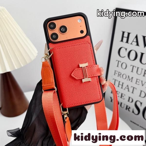 2026新作 HERMÈS 激安 エルメス スマホケース Hバックル カード収納 ショルダーストラップ付き 手帳型 携帯カバー-5