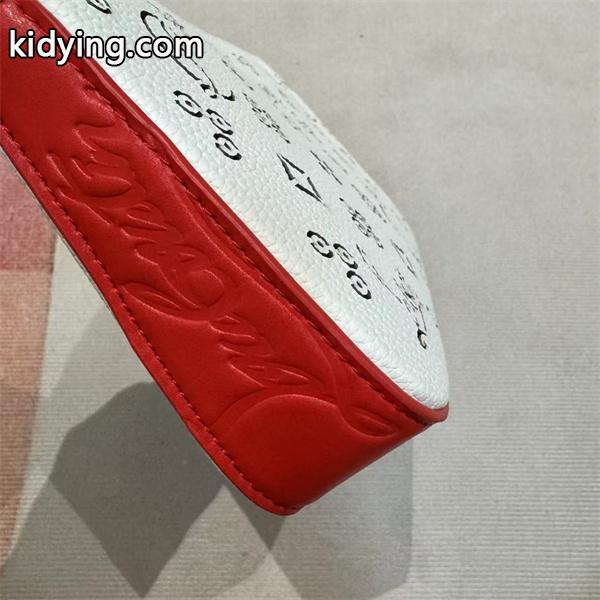 クリスチャンルブタン Christian Louboutin 激安 ホワイト 総柄ロゴ レザー チェーンショルダーポーチ スリム横長バッグ-3