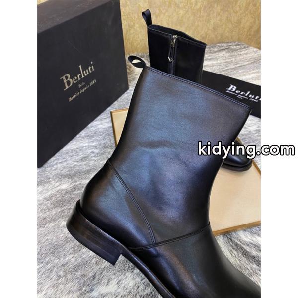 洗練印象 サイドジップ ブーツ 都会的 シャープ Berluti ベルルッティ コピー-2