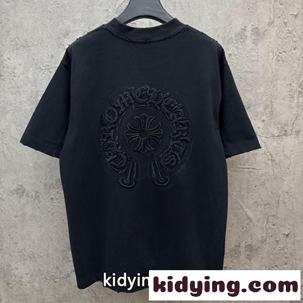CHROME HEARTS クロムハーツ ホワイト 半袖Tシャツ 胸元エンボスロゴ クルーネック 爽麗 ゆったり 人気 トップス-8