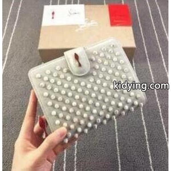 ファッションなルブタン財布レディースCHRISTIAN LOUBOUTIN フラップウォレットスパイクスプレゼント-0