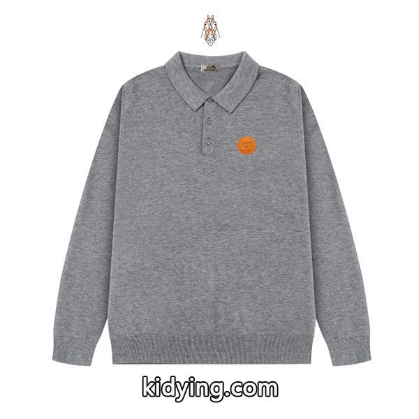 グレー 大人可愛い HERMES エルメス コピー ニット きれいめ万能セーター 新作注目-0