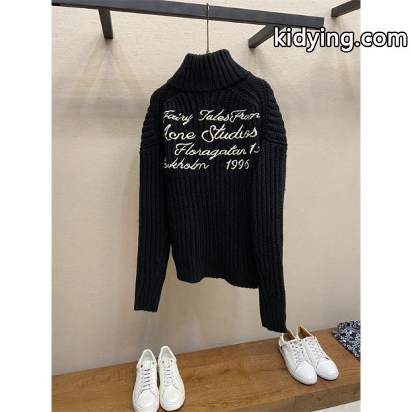 ACNE STUDIO アクネ ストゥディオズ スーパーコピー バックロゴ ニット ブラック 2025秋冬 存在感 希少-1