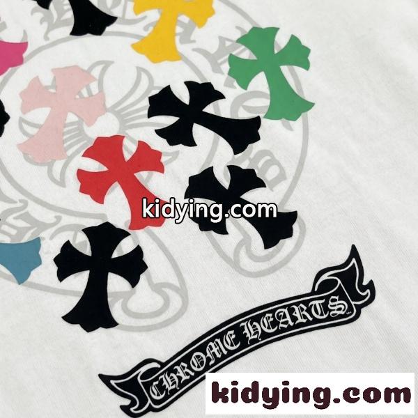 CHROME HEARTS コピー クロムハーツ コピー マルチクロスバックプリントTEE カラフルモチーフ半袖 主役級デザイン-5