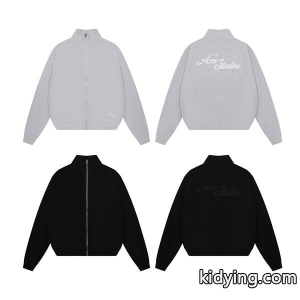 ストゥディオズ ライトグレー × ブラック プリント ジップジャケット Acne Studios コピー 秋冬シンプル 定番-0