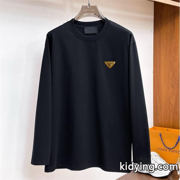 PRADA コピー 長袖Tシャツ ゴールドロゴ 上品 シンプル プレミアム 最安値 PRADA-0