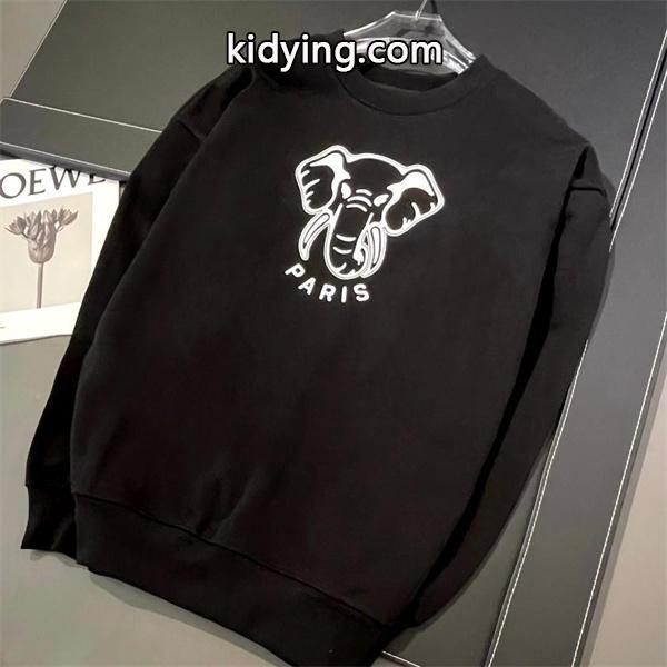 ブラック エレファントモチーフ ホワイトプリント パーカー ケンゾー KENZO コピー 秋冬 シンプル 定番-0