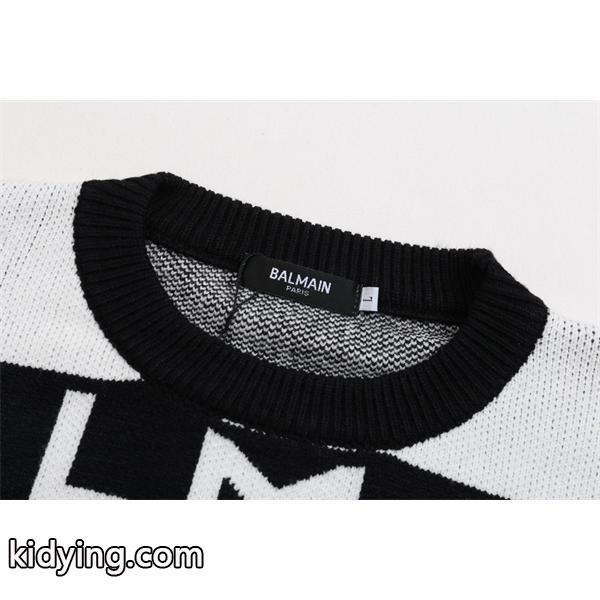 グリーン 满印ロゴ ニットセーター バルマン BALMAIN スーパーコピー 秋冬カラフルトレンディ-3