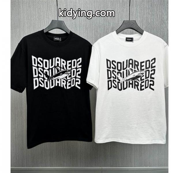 超目玉人気通販品DSQUARED2ディースクエアード激安ビジネス用メンズクルーネック半袖ロゴがプリントされたトップス-0