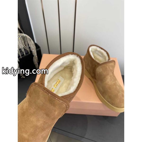 Miu Miu ミュウミュウ コピー 激安 秋冬新作 羊毛 Snow Boots レディース 防寒 スエード ショート丈 雪地靴 ふわふわ裏毛-6