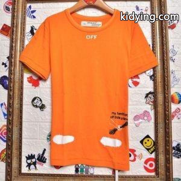 限定セール正規品保温性かわいい半袖ＴシャツOff-Whiteオフホワイト 激安合わせやすいブラックホワイトオレンジ-2