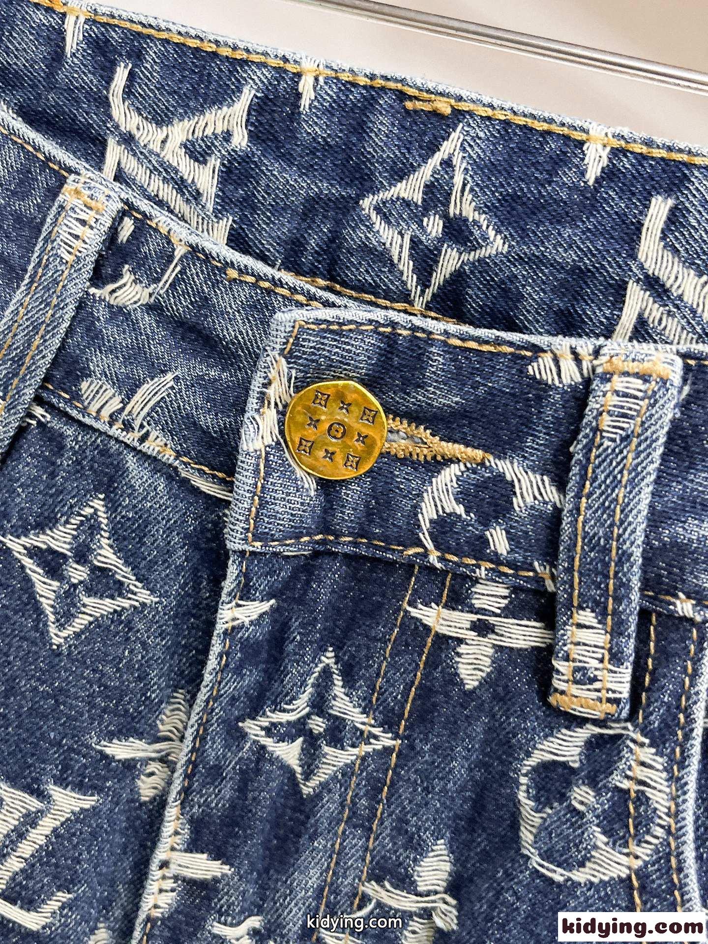 LOUIS VUITTON デニムパンツ メンズ ストレート ヴィンテージ加工 ルイヴィトン コピー 高級感 ストリート-5