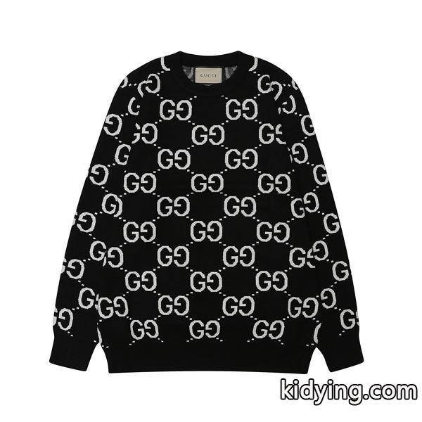 2025秋冬 高級暖か ネイビー GG総柄 GUCCI ニットセーター 大人上品 グッチ コピー-1