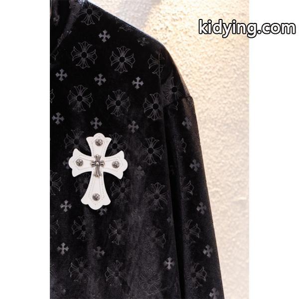 冬季限定 Chrome Hearts クロムハーツ ブラック モノグラム クロス刺繍デザイン 偽物 ベロアジャケット-2