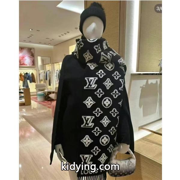 Louis Vuitton ルイ・ヴィトン 3Dモノグラム マフラー 羊毛×カシミヤ ロングスカーフ 34×200cm 高級ユニセックス冬物 防寒アイテム-1