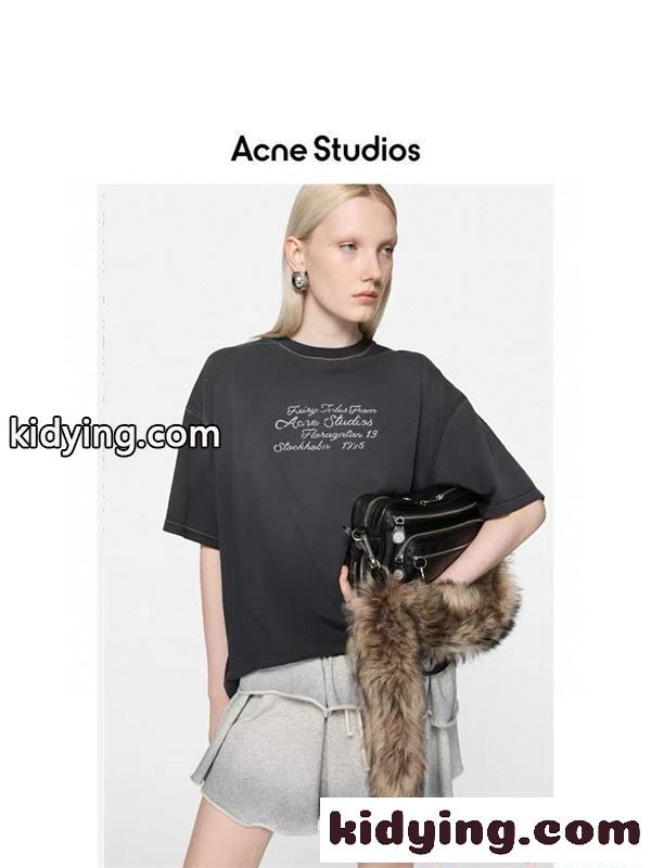 ACNE STUDIOS アクネ ストゥディオズ スーパーコピー スクリプトロゴ Tシャツ 半袖 ホワイト ブラック コットン-7
