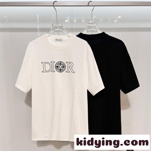 STONE ISLAND*DIOR ディオール コピー 注目商品 半袖Tシャツ ロゴ刺繍 ソフトコットン シンプル-0