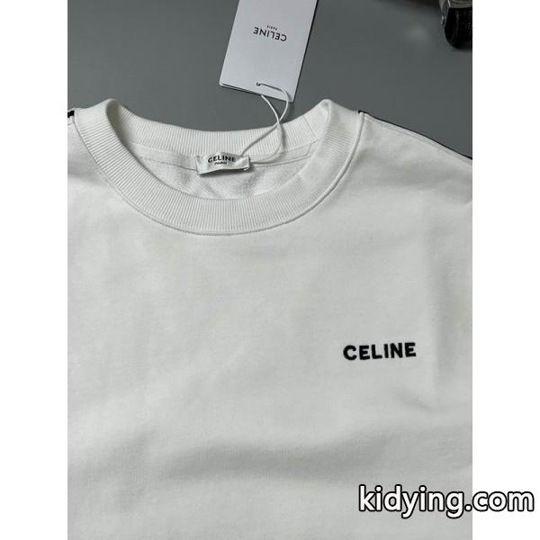 ❤セリーヌ CELINE コピー 2025秋冬新作❤ ブラック ホワイト サイドライン スウェット トレーナー-1
