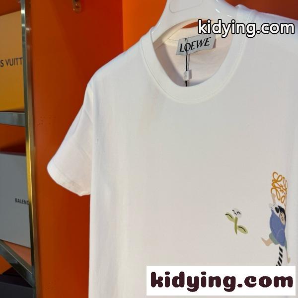 LOEWE ロエベ アナグラム キャラクタープリントTシャツ 高密度コットン 立体表現 デイリー カジュアル 売れ筋 ユニセックス-2