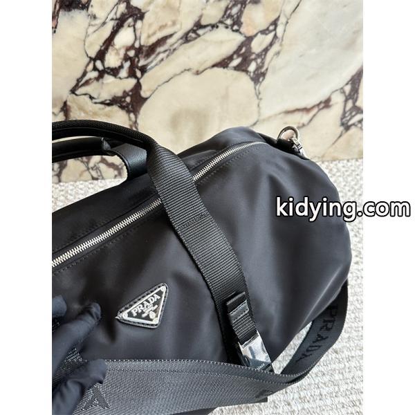 プラダPrada激安ブラックナイロントラベルバッグ大容量ボストン肩掛け手持ち対応ユニセックス-3