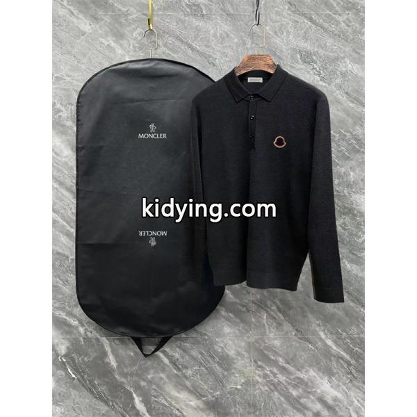 MONCLER ブラック / グレー セーター POLO オレンジ 上質 円形 ロゴ 2025秋冬高級 モンクレール スーパーコピー-2