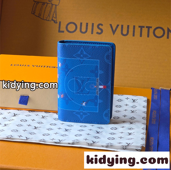 ルイヴィトン コピー Louis Vuitton M26798 二つ折り財布 ブルー モノグラム スポーツプリント コンパクトウォレット メンズ カード収納 小銭なし-0