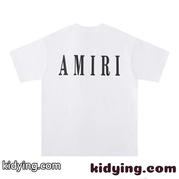アミリ AMIRI コピー Tシャツ 半袖 メンズ バックロゴ フロントロゴ プリントT クルーネック ブラック ホワイト ストリート系-2