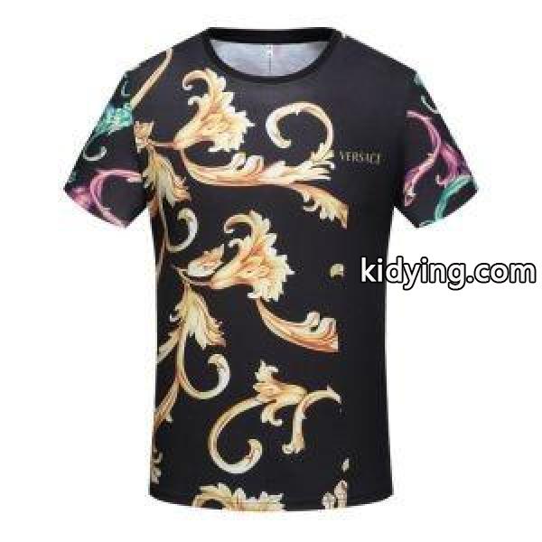 人気セール大得価メンズワークウエアゆったり洗練されたTシャツ大人印象吸汗性耐久性VERSACEヴェルサーチ コピー-0