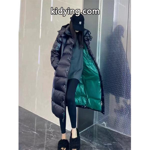 温か素材 ブラック ロング ダウンコート ボリューム MONCLER モンクレール コピー-7
