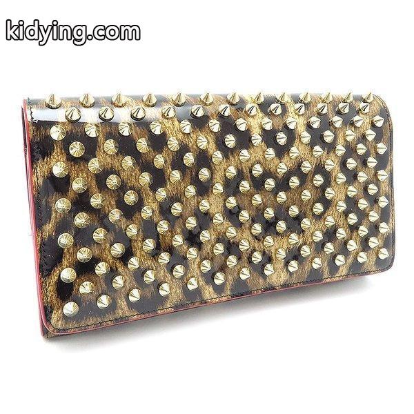Christian Louboutin クリスチャンルブタン 二つ折り長財布 マカロン クラッチバッグ 1165077 スタッズ エナメル スパイク 美品 :86531:つるや質店 - 通販ショッピング-0