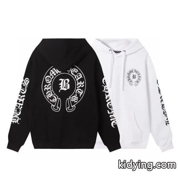 クロムハーツ 偽物 パーカー 定番 クラシック ホースシュー ロゴ ブラックホワイト CHROME HEARTS-0