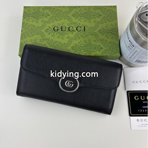 GUCCI スーパーコピー 長財布 高品質 ブラックレザー GGロゴ付き 上品 エレガント グッチ-0