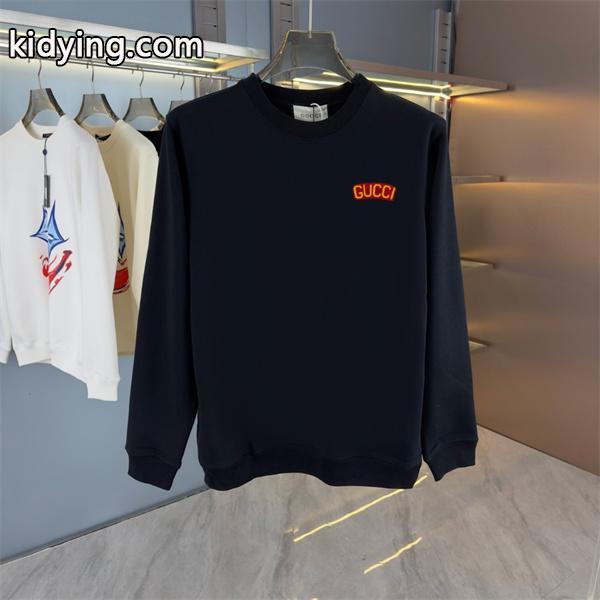 グッチ コピー シンプルロゴ ラウンドネック スウェット パーカー ブラック ベーシック GUCCI-0