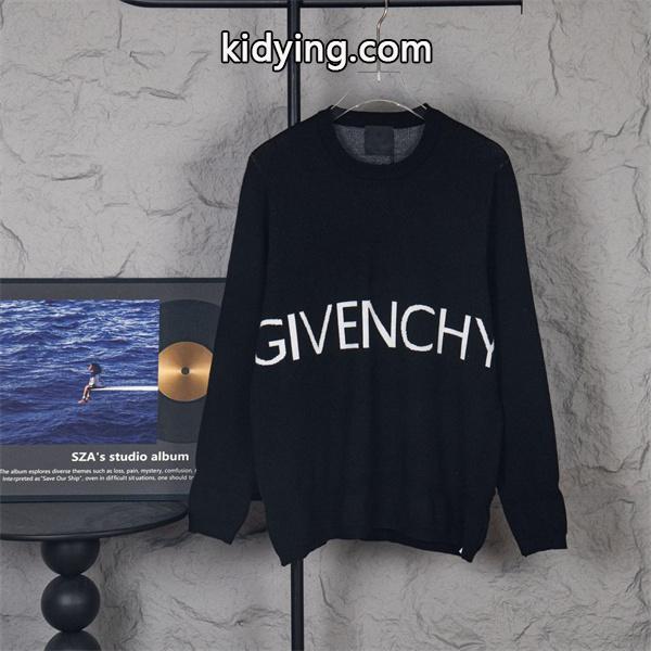 ブラック ホワイトロゴ ニット円领 トップス ジバンシー GIVENCHY 偽物 2025秋冬対応 トレンド-0