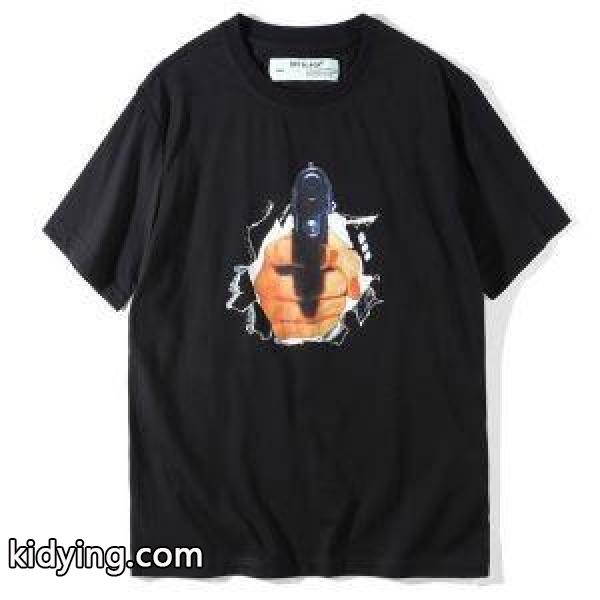 人気注目のアイテムOff-Whiteオフホワイト激安メンズプリント大好評クルーネック半袖Tシャツ-0