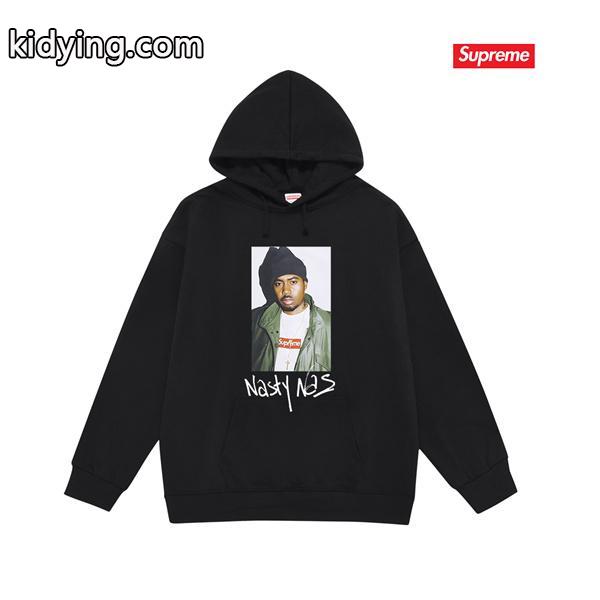 ブラック 2025秋冬 クラシックフォト風 シュプリーム Supreme コピー Nasty Nas パーカー-1