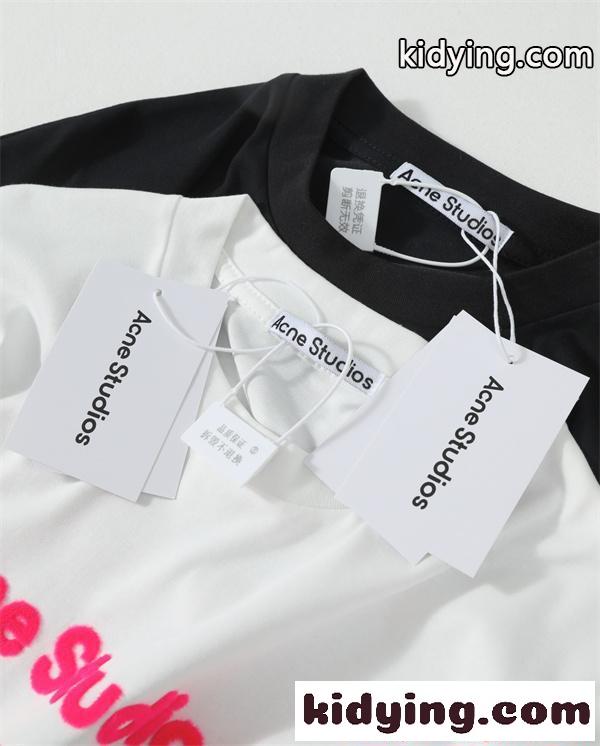 アクネストゥディオズ コピー プリントTシャツ Acne ブラック ホワイト 半袖 ストリート ペアコーデ-7