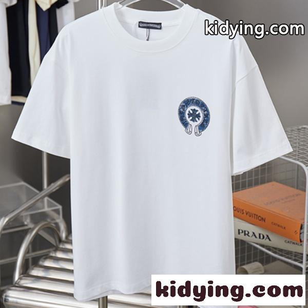 CHROME HEARTS クロムハーツ 2026新作 メンズ 半袖Tシャツ クロスサークル ロゴプリント オーバーサイズ クルーネック 高街風-0