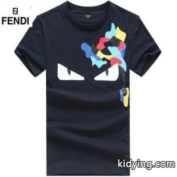 フェンディ スーパー コピーFENDI新作入荷格安通気性tシャツ半袖トレーニングウェア黒白ダークブルーオレンジ-3