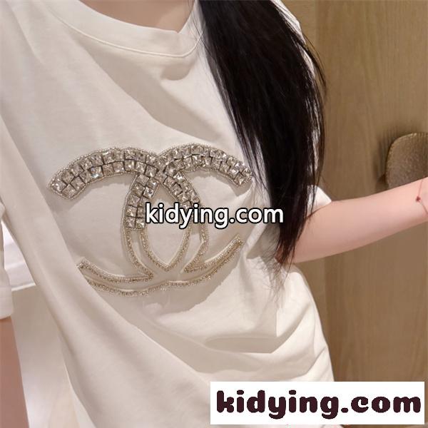 CHANEL 半袖Tシャツ 靴下 2点セット キラキラ フェミニン カジュアル シャネル コピー トレンド感-0